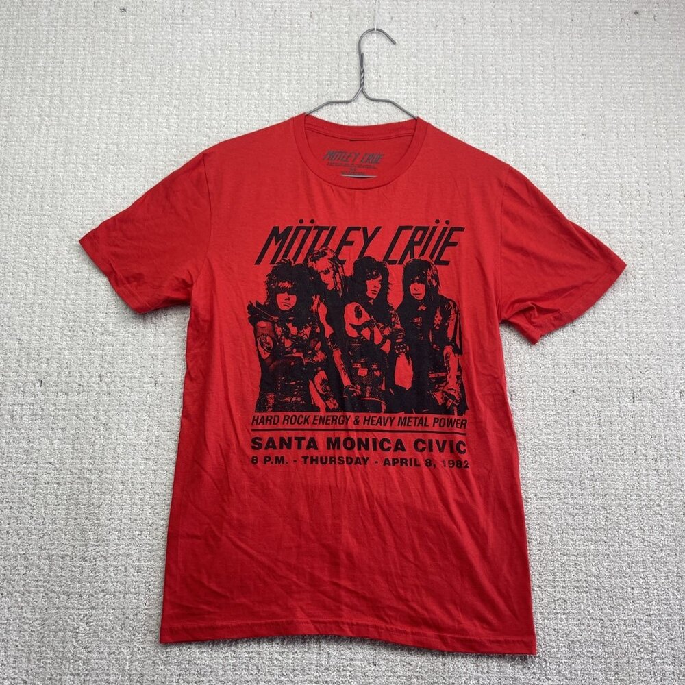 Motley Crue Retro 1982 Santa Monica Civic T-Shirt Men's S Red Rock VTG Merch